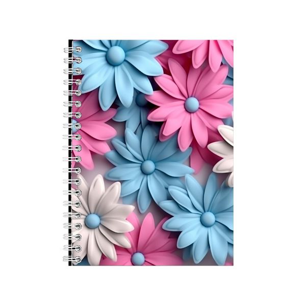 3D Pink Blue And White Daisies 2 Notebook Gift Idea A4 Notepad Pad 106