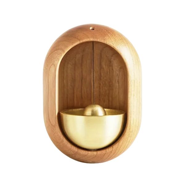 Vintage Japanese Wooden Door Bell - Suction Mount with Copper &amp; Metal