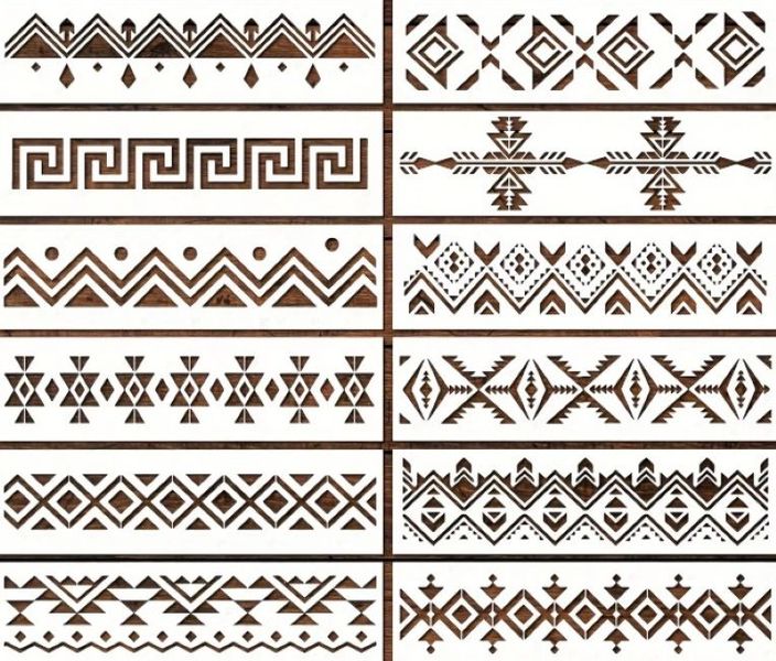 12 Pack Bohemian Border Stencils