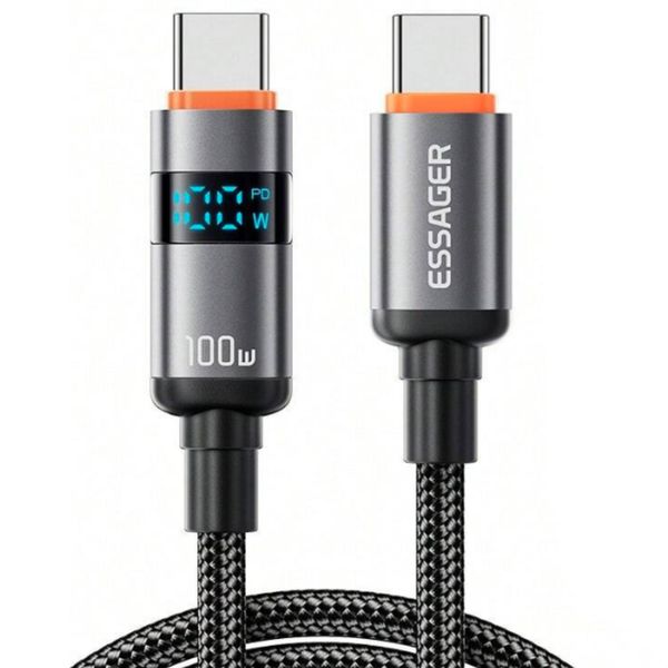 Essager PulseLine 100W Type-C to Type-C Fast Nylon Braided Charging Cable