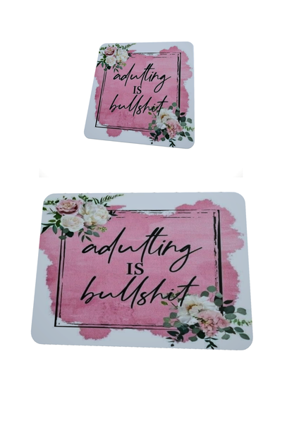 Adulting is Bull -Mouse Pad and Coaster Set