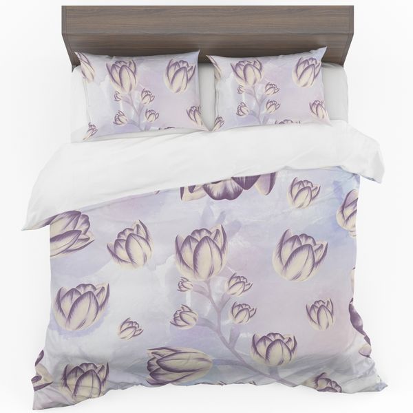 Purple Flower Buds Duvet Cover Set