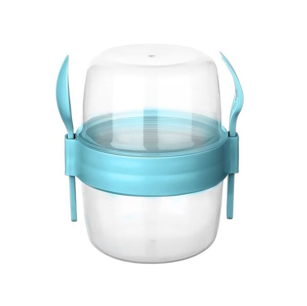BPA Free - 2 Compartment On the Go Cup, Fork &amp; Spoon - 800ml - 15cm x 12cm