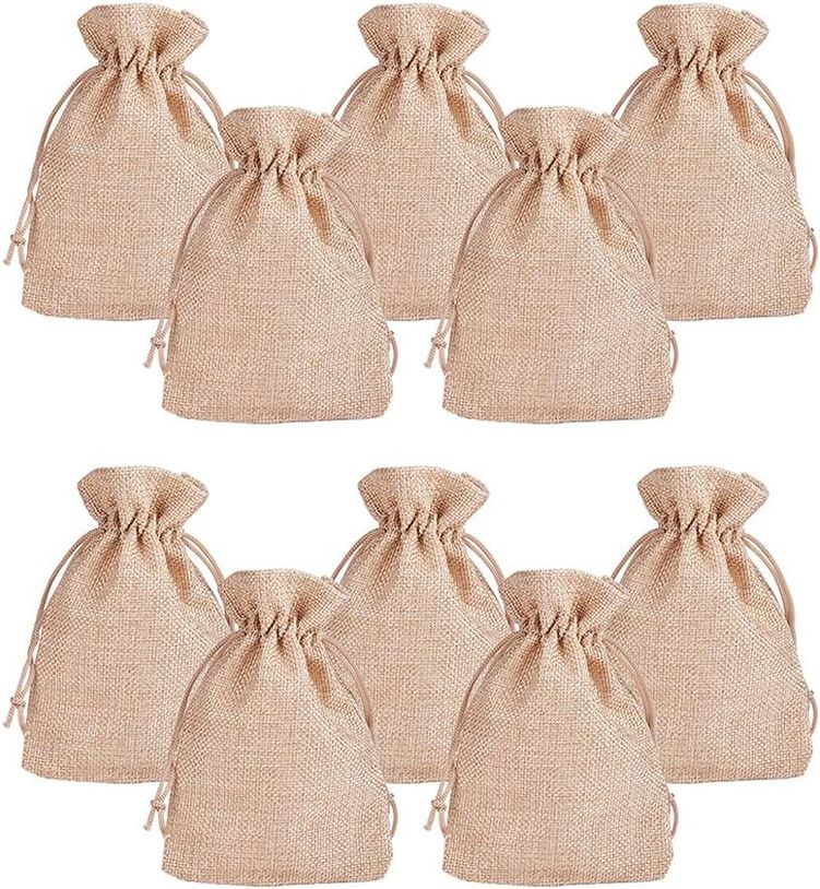 Craft Hessian with Drawstring Bags, Mini lightweight Gift Bags 10pc ...