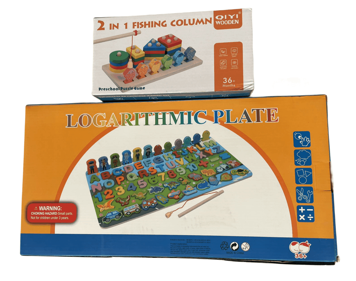 Stacking and Colour Sorting Toy With Alphanumeric Cognition Wooden Toys