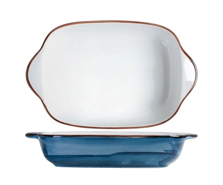 2 Pack - Striped Ceramic Oven-Safe Baking Dish - Blue