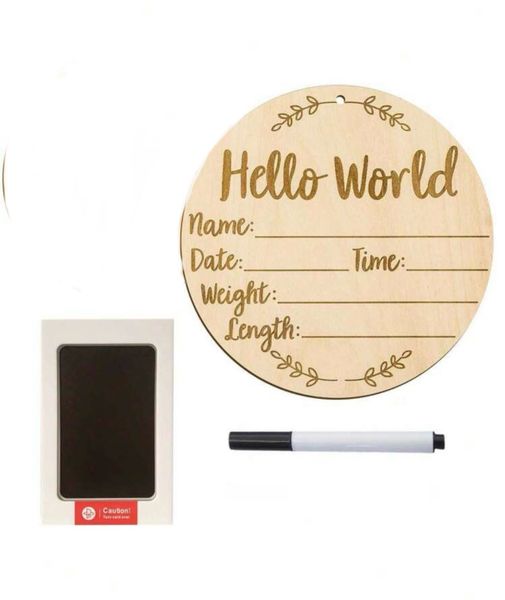 Baby Announcements Board- 5.9" Wooden Name Sign with Inkpad