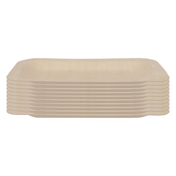 Regent Disposable Wooden Rectangular Plates 10 Pieces -190x130x10mm