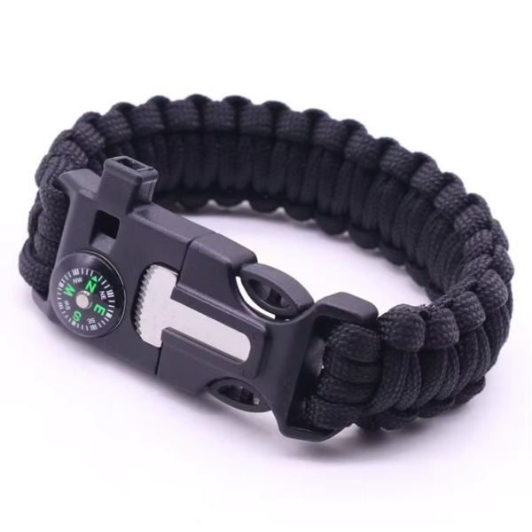 Tactical Survival Wrist Band Bracelet - Knife Flint Whistle Compass Rope