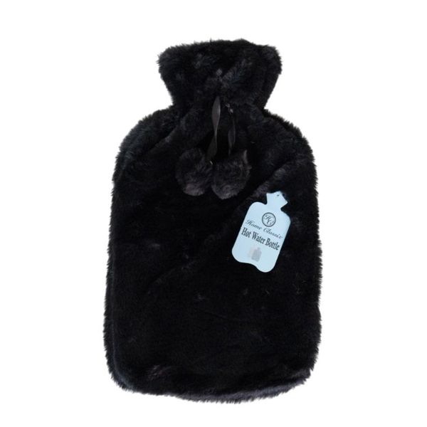 Home Classix Luxurious Plush Covered Hot Water Bottle 2L-Black
