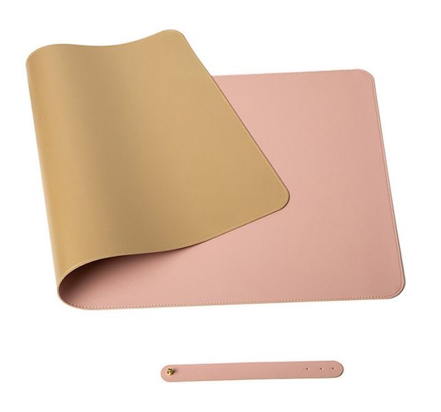 Double Sided PU Leather Mouse Pad (Large) – Pink/Gold