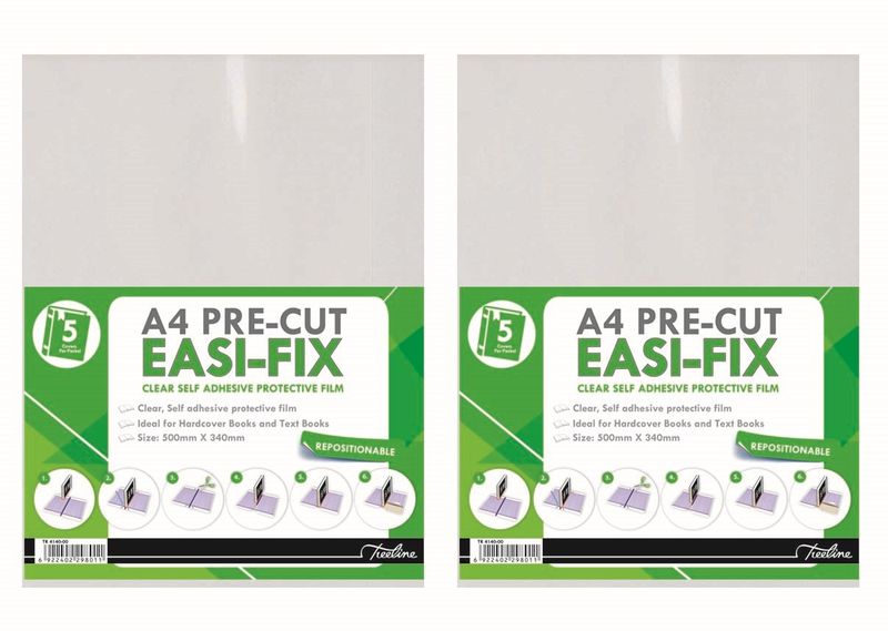 Treeline Easi-Fix Book Covering Film For A4 - Pre-Cut - Pack of 10