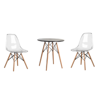 3 Piece Modern Wooden Table and Clear Wooden Leg Chairs