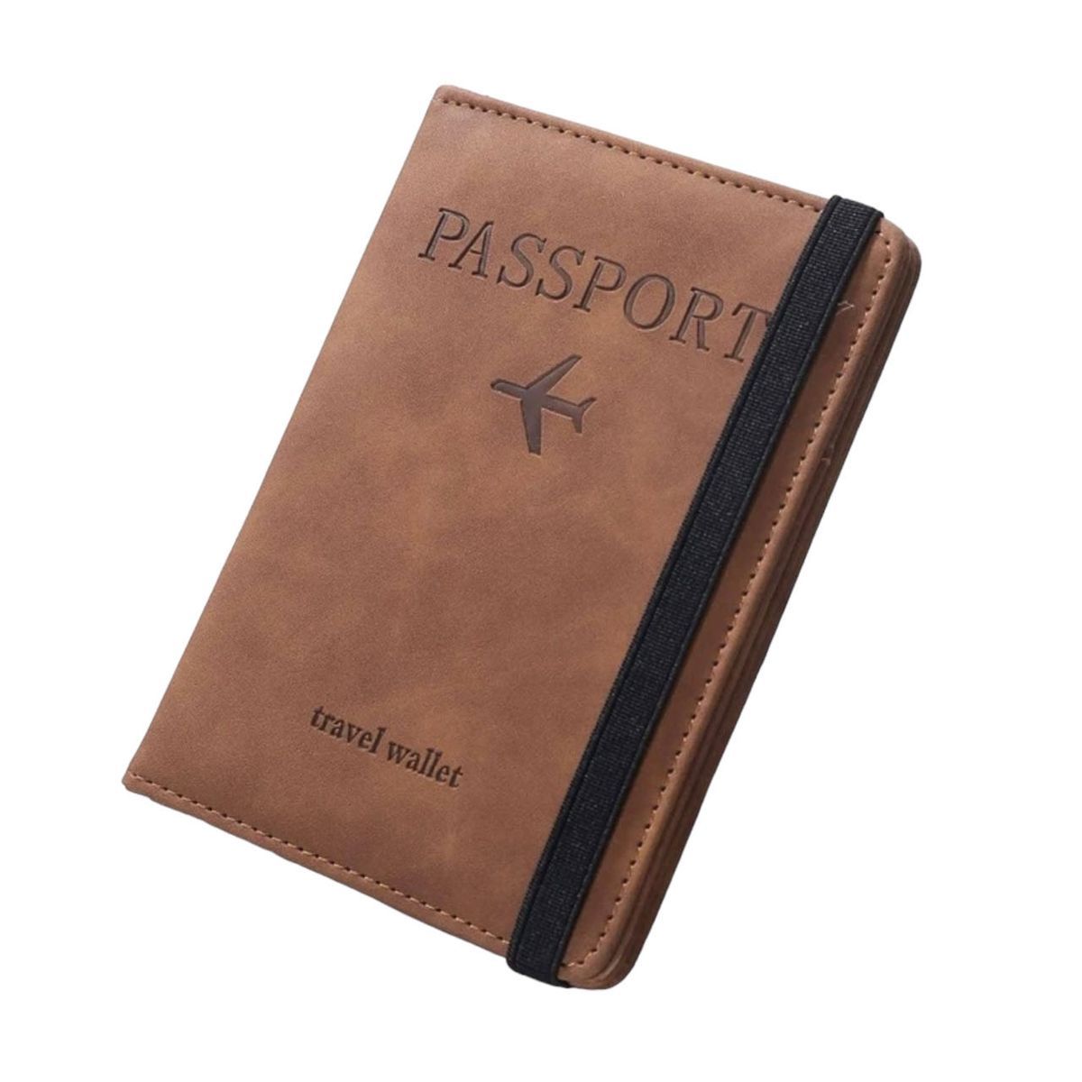 Travel Leather Passport Holder Passport Cover Card Case - Brown - kth07