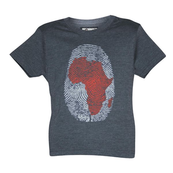 Kool Africa - Kids T-Shirts - Grey Africa Thumbprint - For Boys &amp; Girls