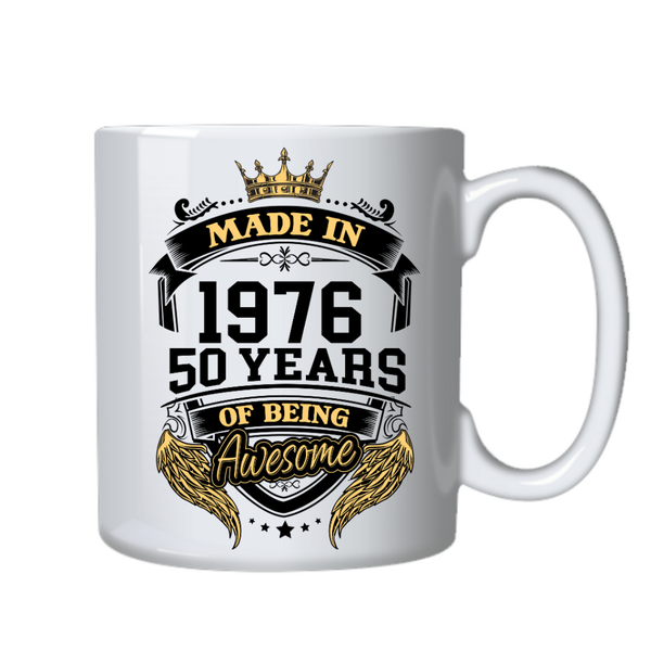 50 Years Old Made in 1976 Birthday Cup - Mug Gift - White