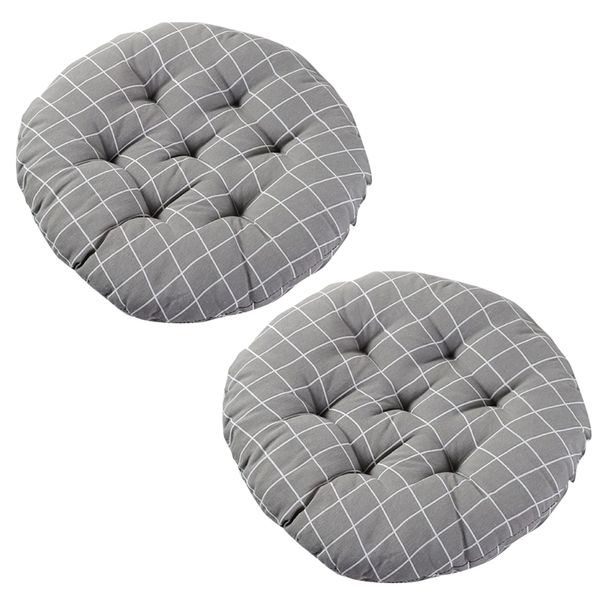 Decor Cotton Flax Round Square Cushion Pads (Stripes) Set of 2 - 45cm