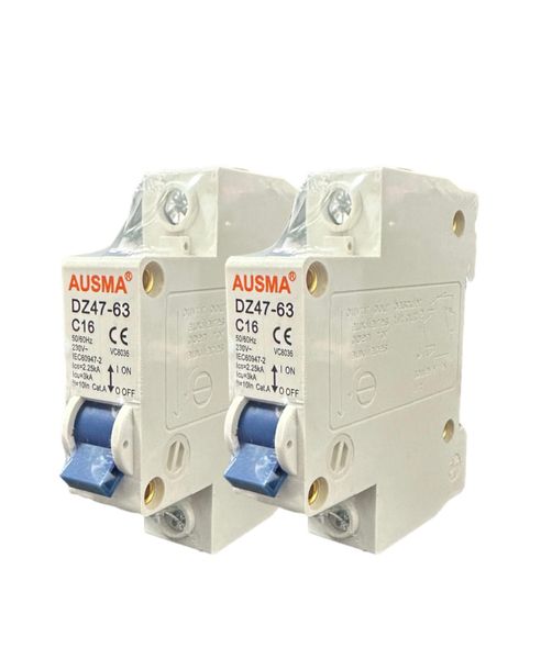 2 X Ausma Din Rail Circuit Breaker - 1P 16A
