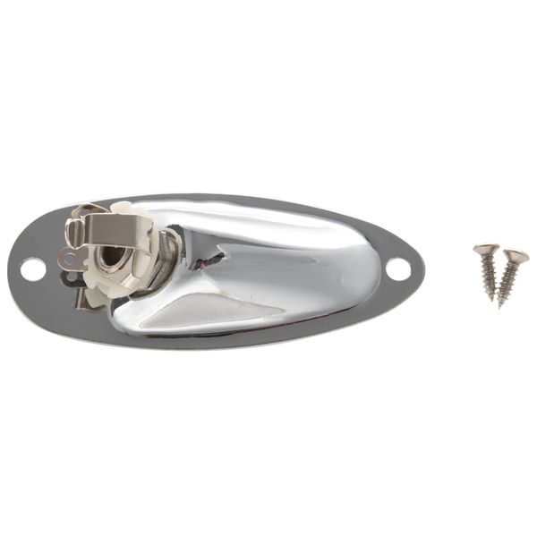 1pcs Boat Guitar Jack 1/4 Inch Plate Socket 6.35mm Chrome Silver