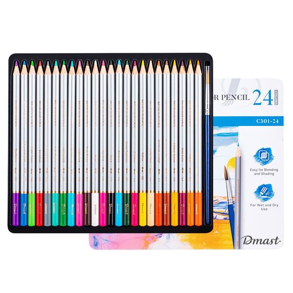 Dmast Water Colored Pencil 24 Colors Metal Case