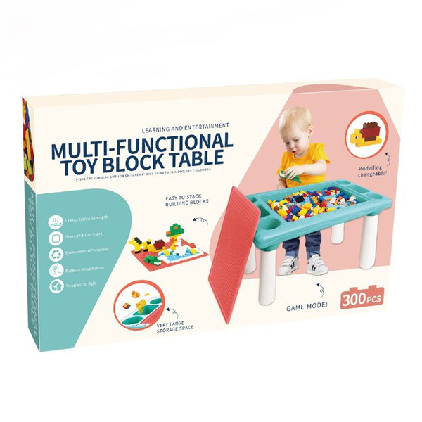 300 Pieces Kids Multifunctional Building Blocks Activity Table Toy