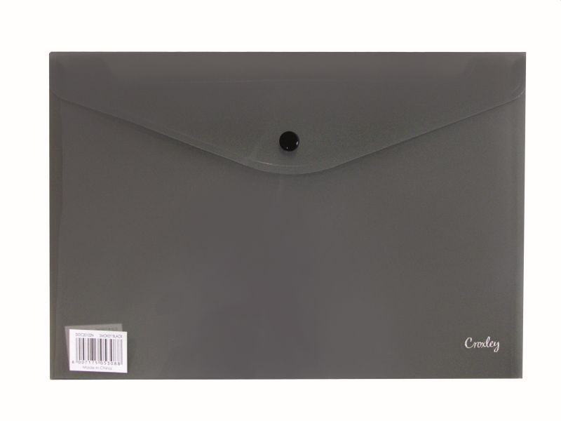Croxley A4 Document Envelope with Button - Black (Pack of 12)