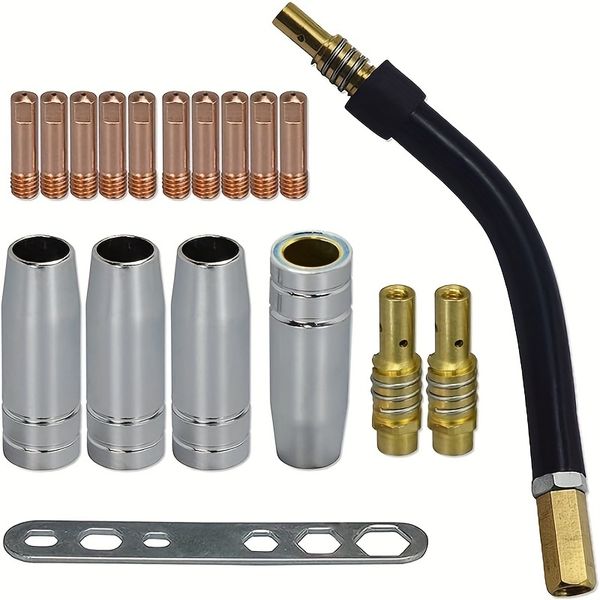 18-Pcs MIG Welding Torch Kit MB15 15AK with Tips, Holder &amp; Cup