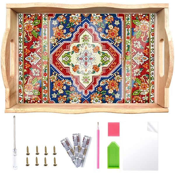 Diamond Art Kits Adults Wooden Serving Trays with Handles for Dinner,Coffee