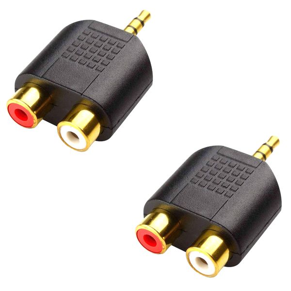 2 Piece 3.5mm Stereo TRS Male to Dual RCA Female Audio Breakout Adapter