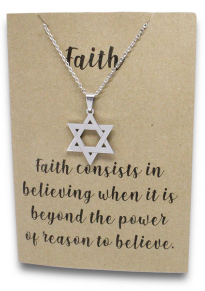 Stainless Steel Necklace On Message Card-Open Star