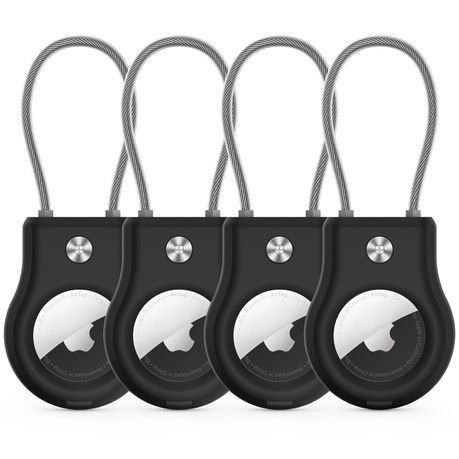 AirTag Keychain Holder - (4 Pack) Airtag Lock Case with Wire Cable Image