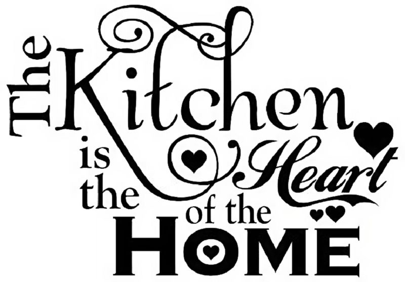 Kitchen Is The Heart Of The Home Sticker Black Vinyl Home Decor Wall Art