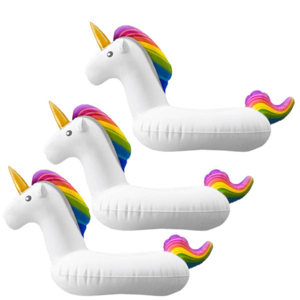 Olive Tree-3 x Inflatable Beverage Holder Party Decor-Rainbow Unicorn
