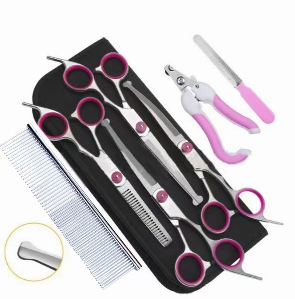 Professional 8-In-1 Dog Grooming Scissors Set