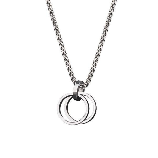 Hip Hop Trendy Double Ring Pendant Necklace