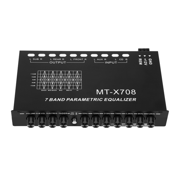 7-Band Car Audio Equalizer, With CD/AUX Input Select Switch,Black