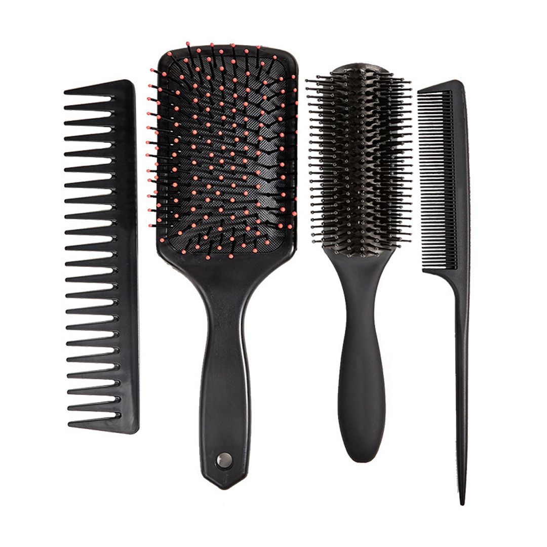 4 Piece Hair Brush Set for Women and Men Fiber Comb Paddle Detangling Brush