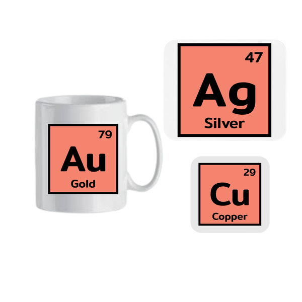 Periodic Table Symbols Mug, Coaster and Mousepad