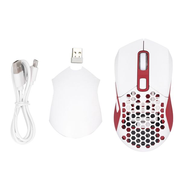 Wireless Mouse Gaming Hollow RGB Adjustable White