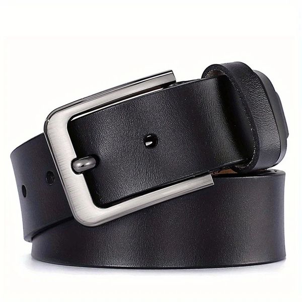 Belt for Men Women Genuine Leather Alloy Metal Pin Buckle Waist Betls