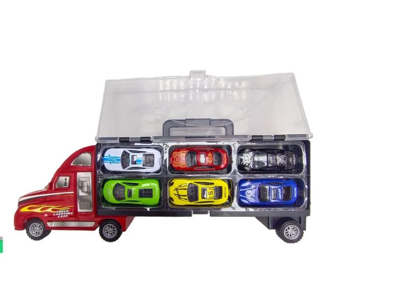 Truck Carrying Case with Die-Cast Cars - 5 Piece Set