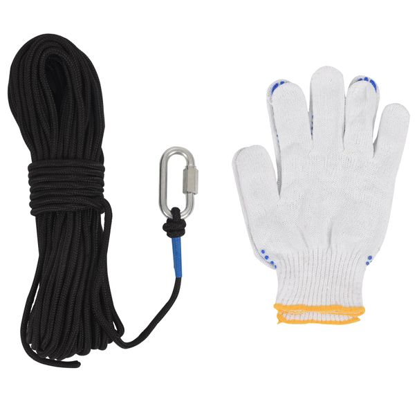 Fishing Magnet Rope 20 Meters Heavy Rope with Safe Lock Black
