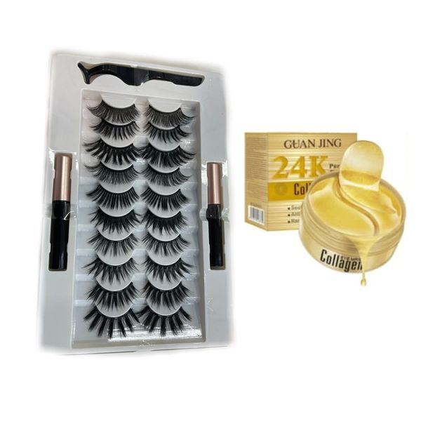 10 Magnetic Eyelashes Pair Complete Set &amp; a 24k Gold Collagen Eye Mask
