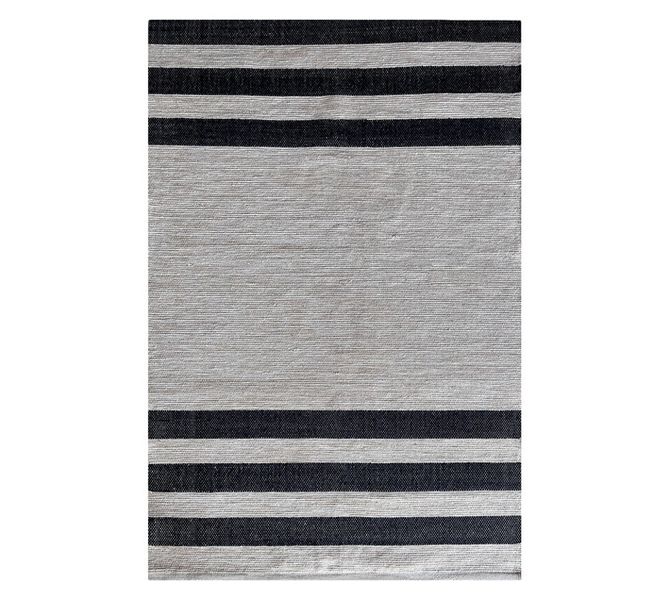Cotton Stripe Jute Rug Natural and Black 1200 x 1800 mm