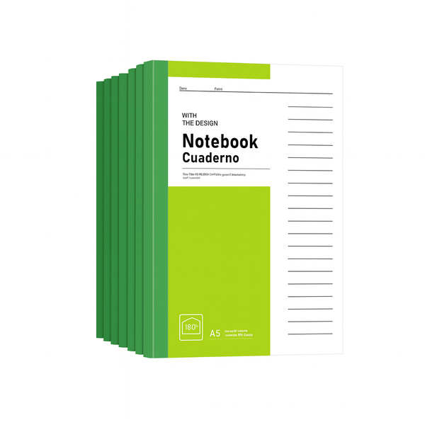 A5 Horizontal Line Notebook - Green Cover(10 x Notebooks)