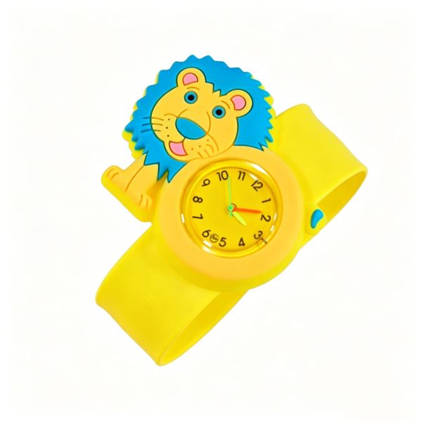Yellow Silicone Cartoon Lion Slap Watch for Kids