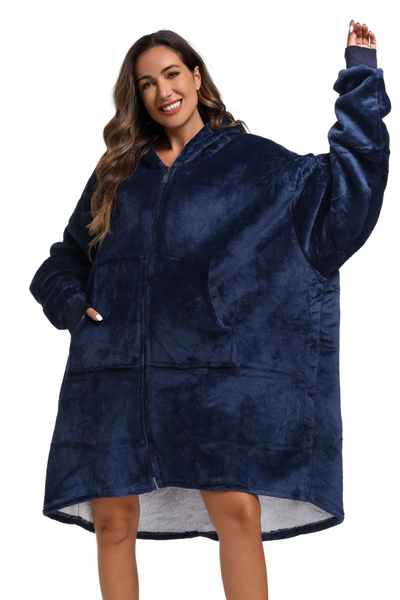 Winter Oversized Fleece Hooded Blanket