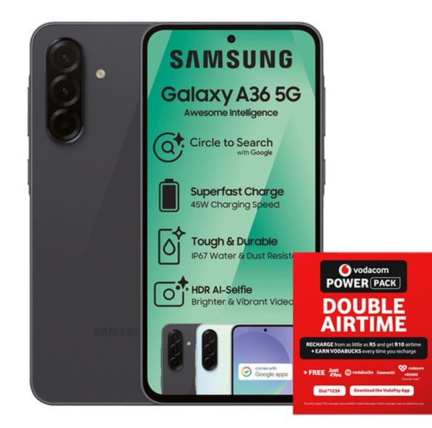 Samsung Galaxy A36 5G 256GB Dual Sim - Black + Vodacom SIM Card Pack