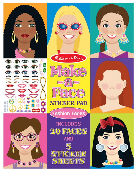 Melissa &amp; Doug Make-A-Face Sticker Pad - Fashion Faces