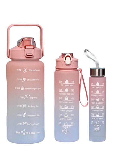 Pastel Nesting Ombre Motivational Water Bottles - 3-Piece
